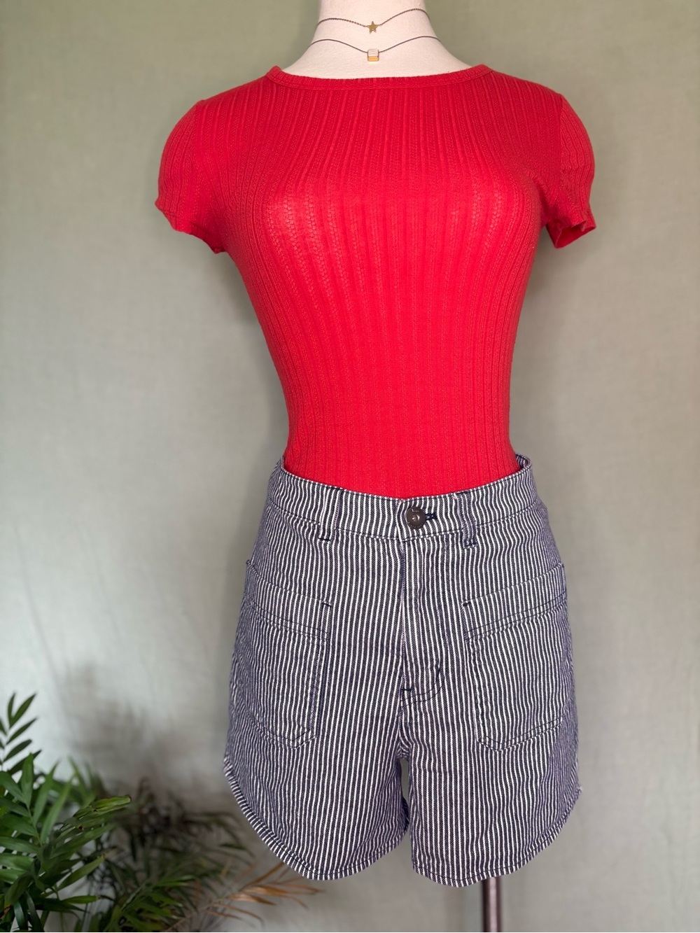 Pointelle Red Short-Sleeve Tee
